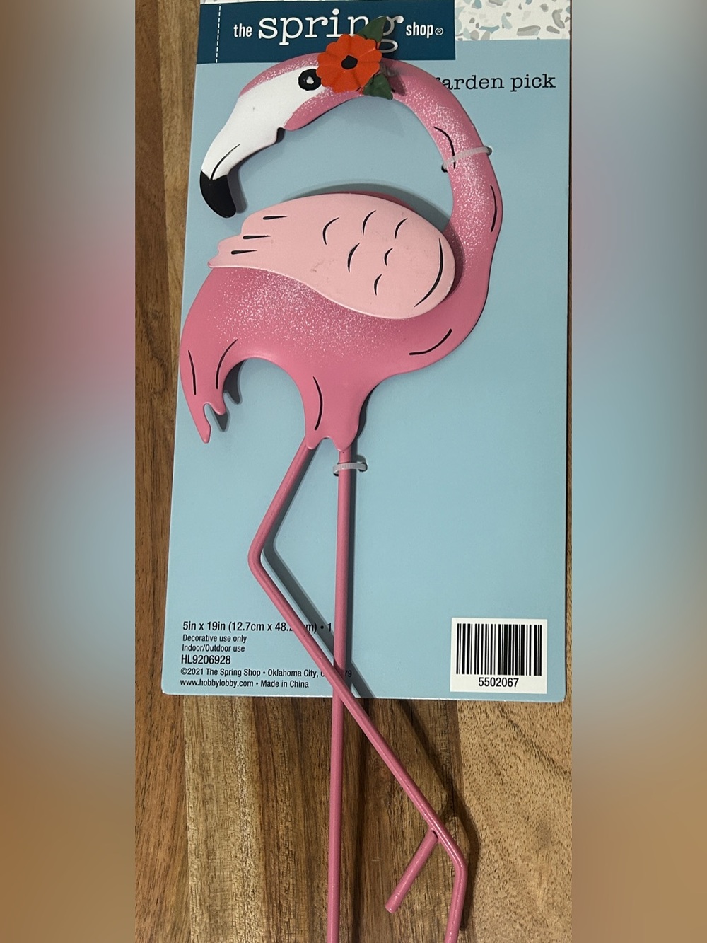 NEW Pink Flamingo Metal Garden Pick Red Flower 5”X19” Hobby Lobby